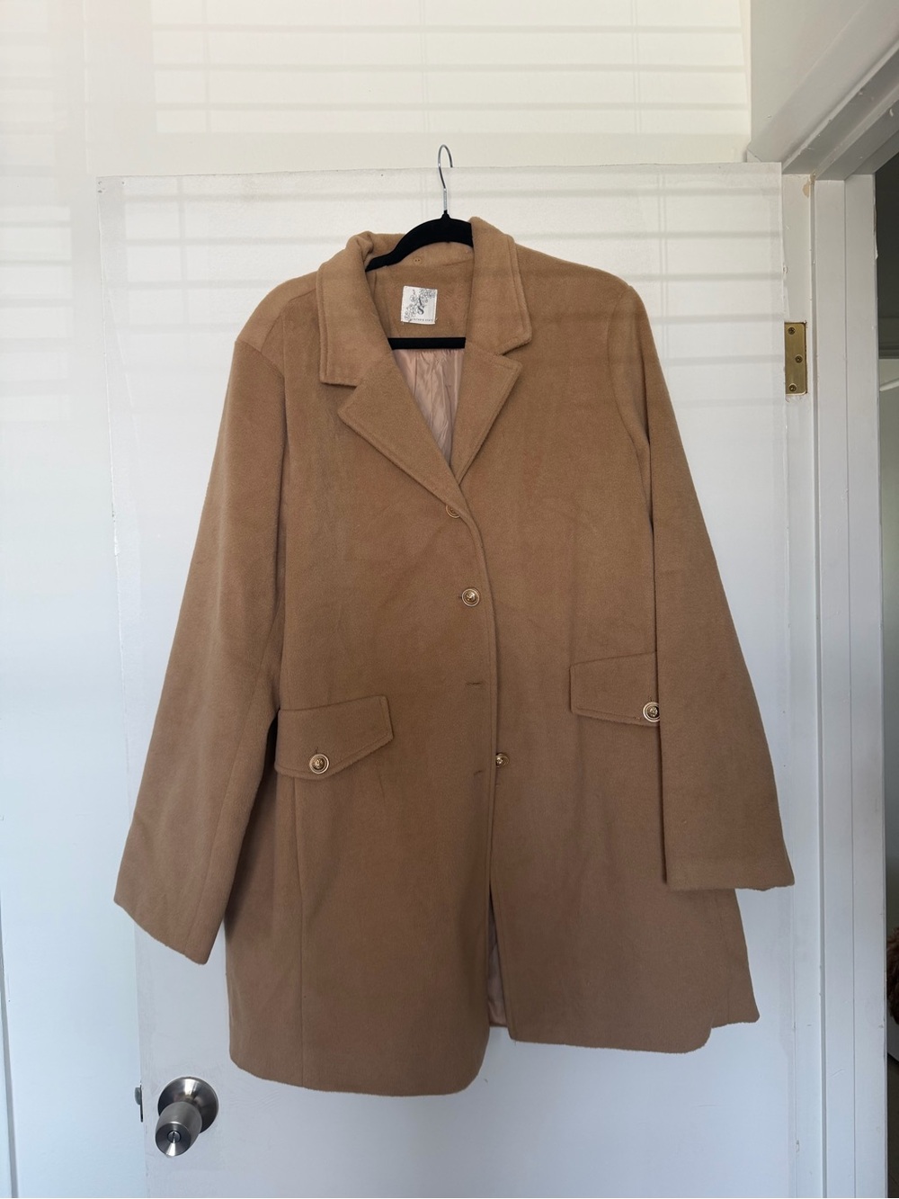 Altar'd State Camel Button-Front Trench Coat